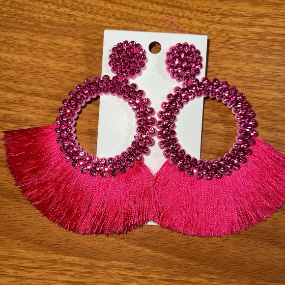 Pink Tassel Earrings! - Picture 2 of 2